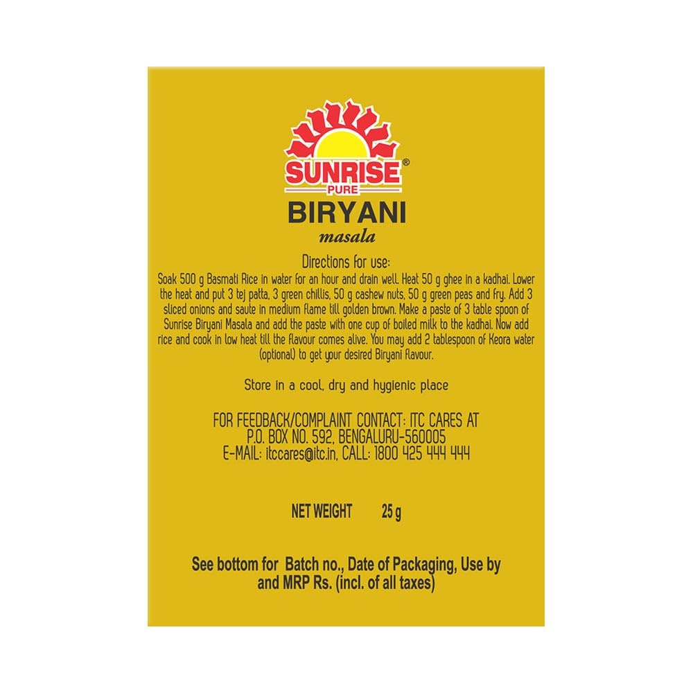 Sunrise Pure Biryani Masala Spice Powder - 150g (25g pack of 6) (150) – view 2
