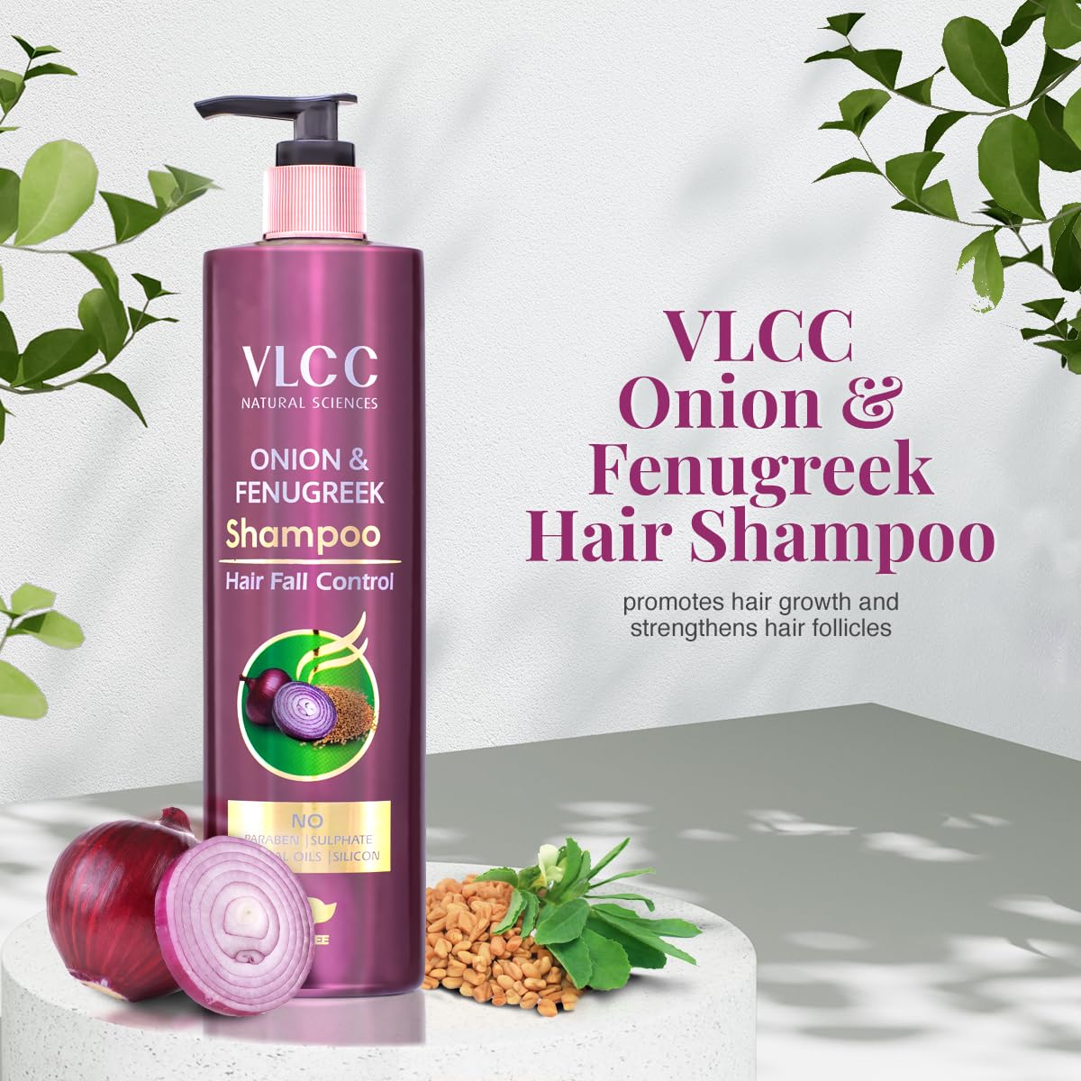 VLCC Onion & Fenugreek Shampoo For Hair Fall Control - 300ml – view 2