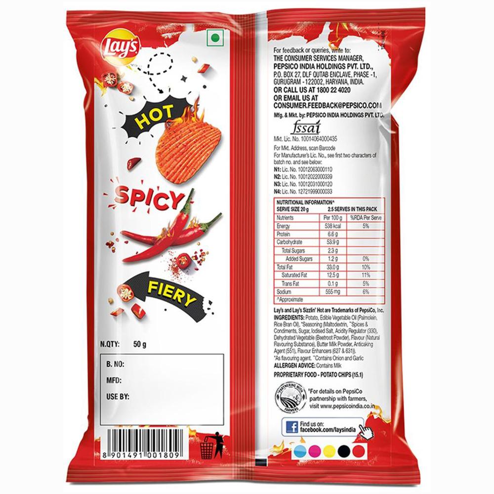Lay's Sizzling Hot Potato Chips 50 G – view 2