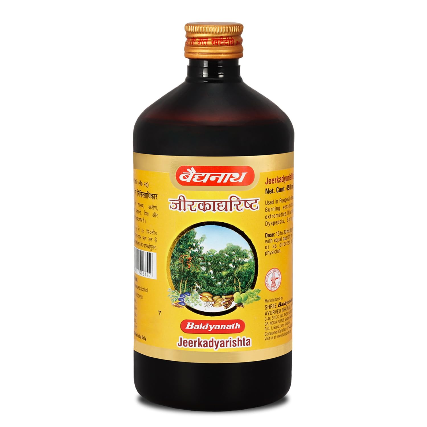 Jeerkadyarist Ayurvedic syrup bottle from Baidyanath Ayurved in 450 ml