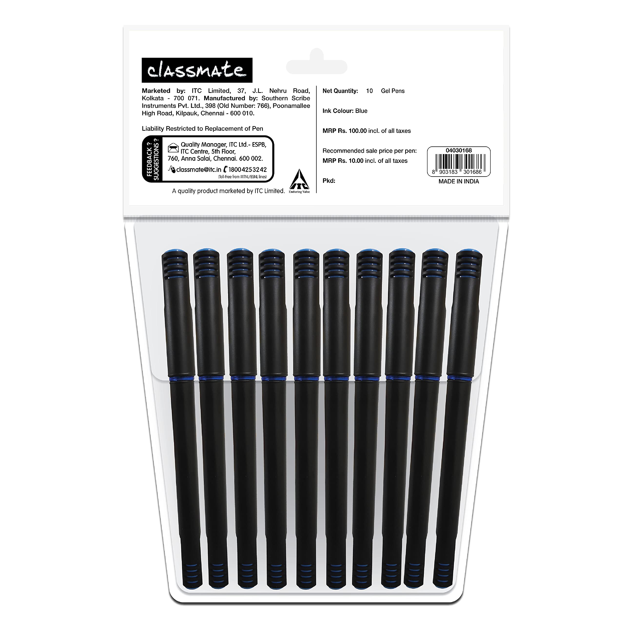 Classmate Octane- Blue Gel Pens (Pack of 10) – view 2