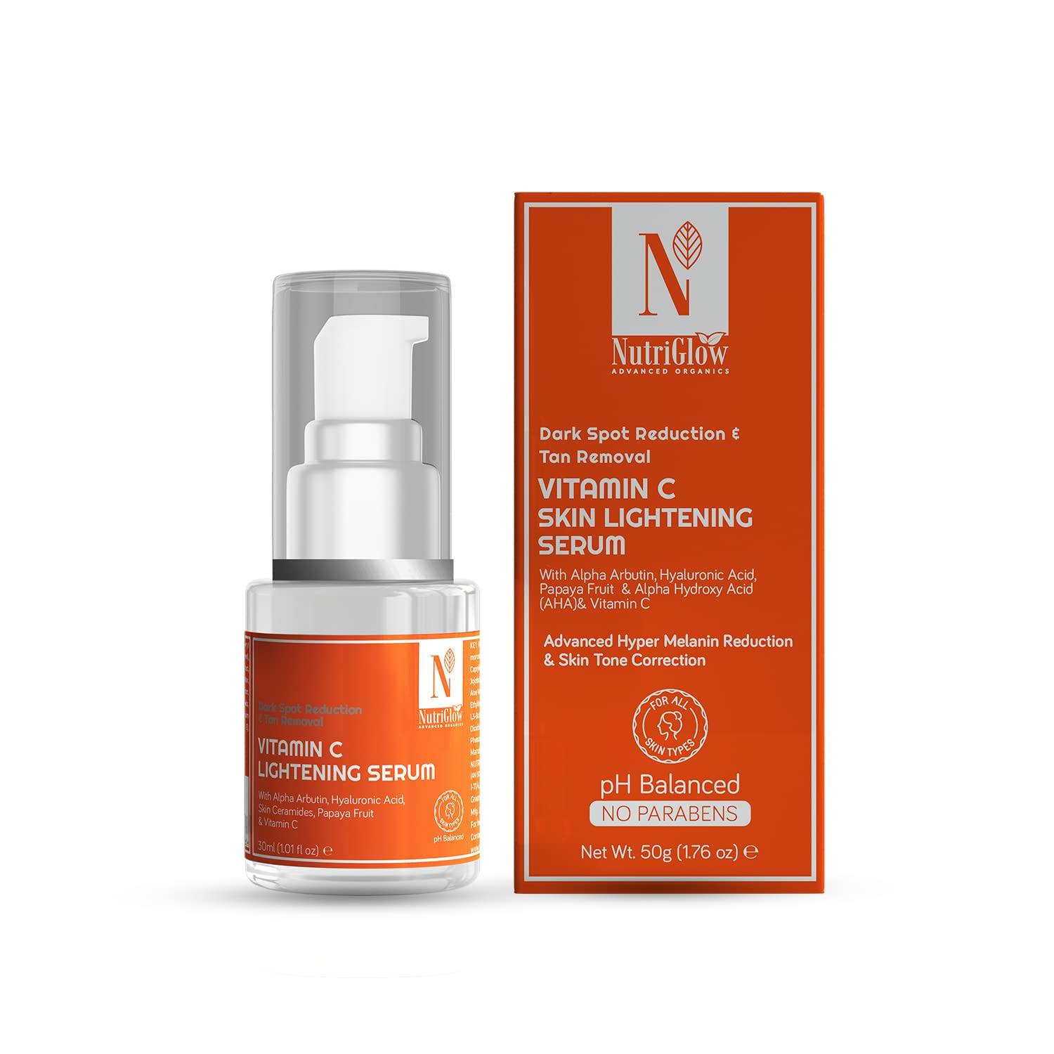 NutriGlow hyaluronic acid and vitamin C face serum bottle