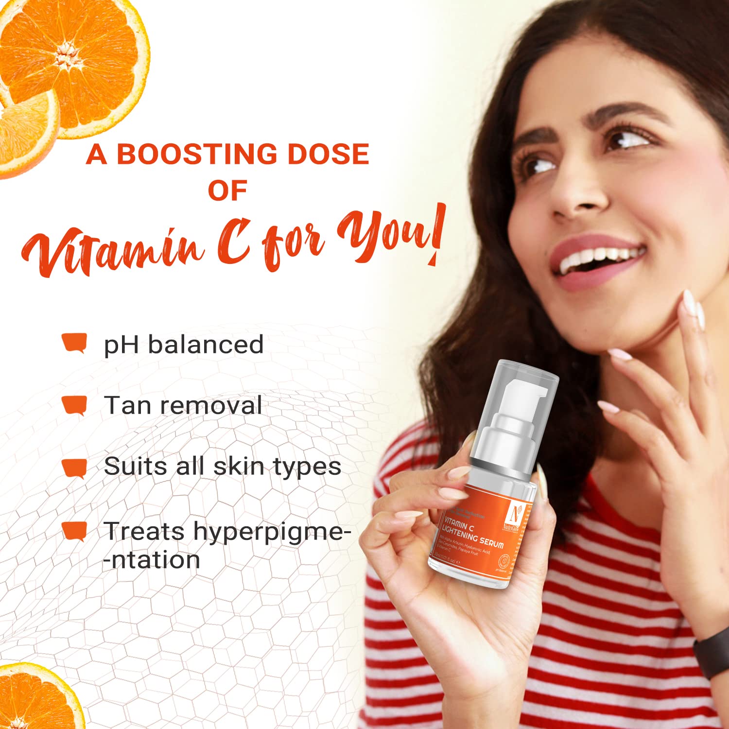 NutriGlow Advanced Organics Vitamin C Serum with Hyaluronic Acid - 30ml – view 2