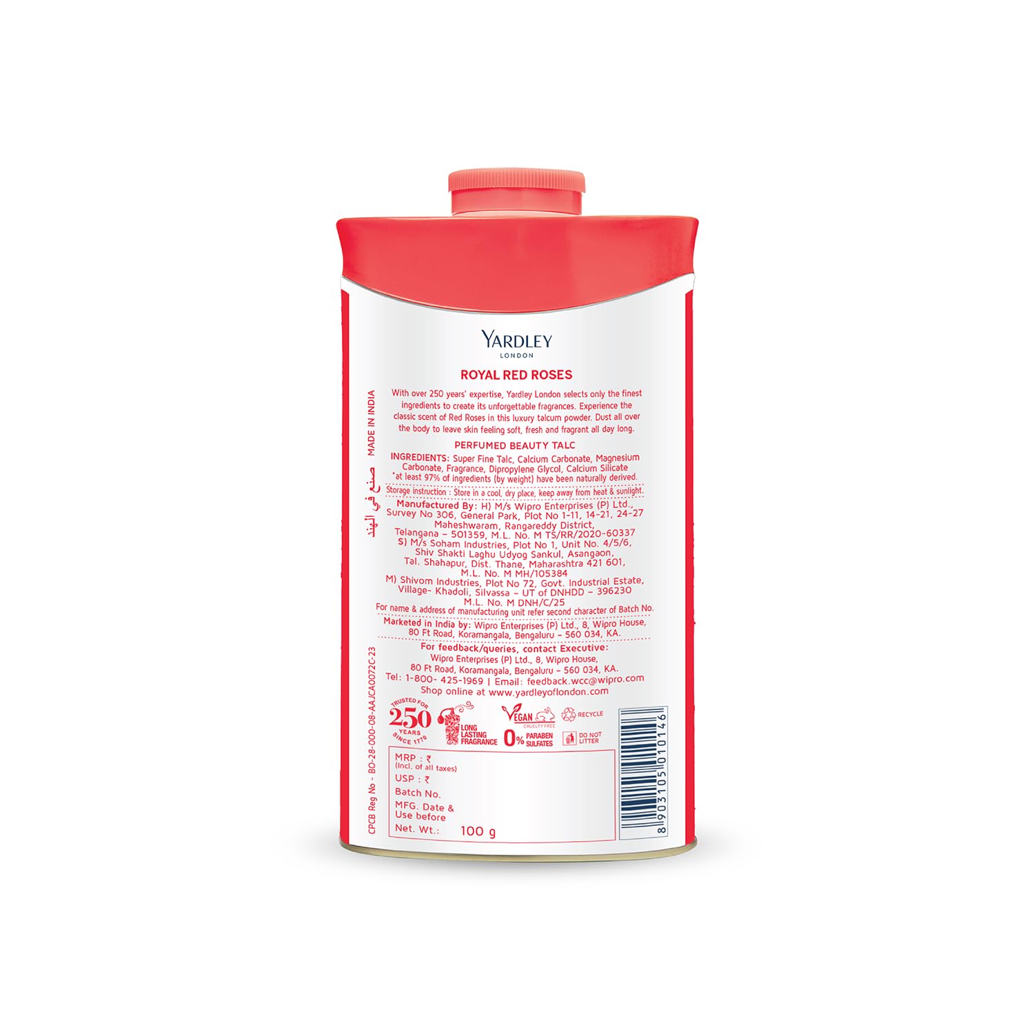 Yardley London Royal Red Rose Talc for Women, 250g – view 2