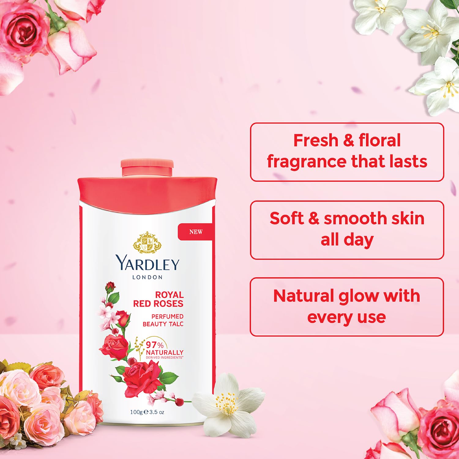 Yardley London Royal Red Rose Talc for Women, 250g – view 6