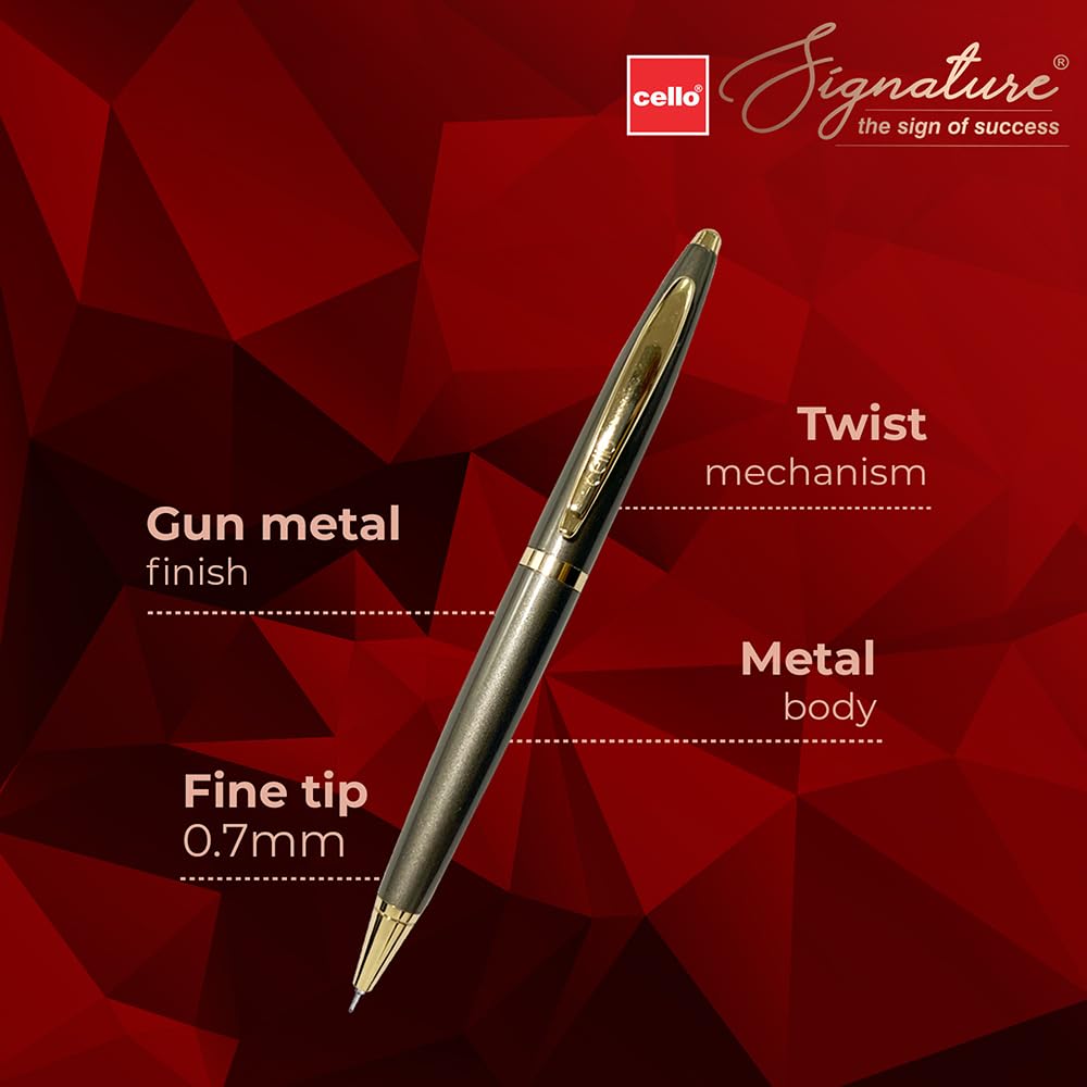 Cello Signature Pen, Premium Metal Ball Pens for Office Use, Corporate Gifting, Stylish Diwali & Rakhi Set, Gifts for Men and Women, Blue Ink, Pack Of 1 – view 3