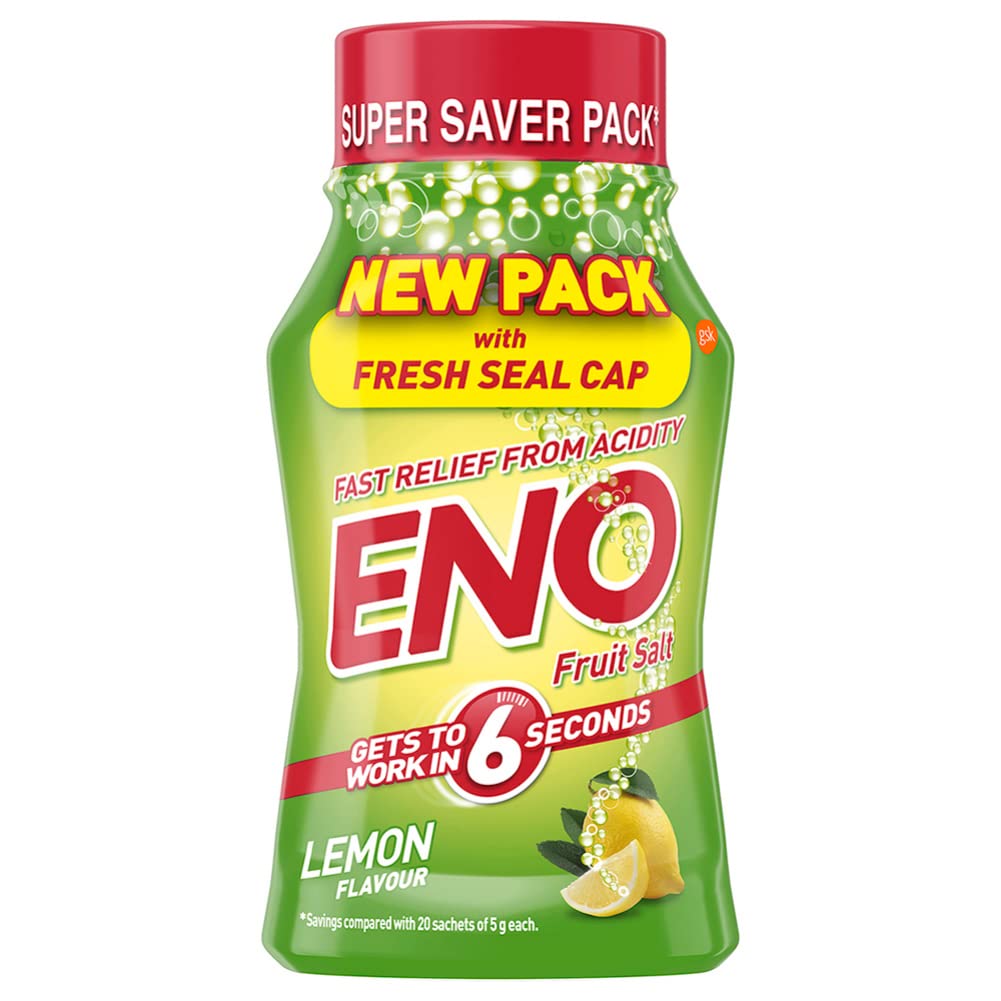 Front view of ENO Lemon Digestive Fruit Salt jar