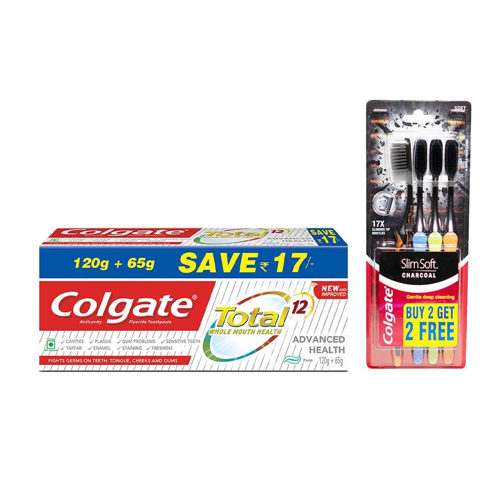 Colgate Total Deep Clean toothpaste pack with two 185 g tubes