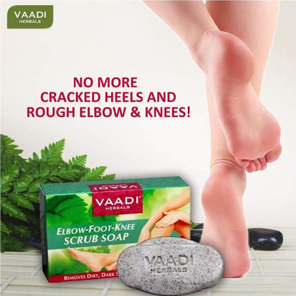 Vaadi Herbals Elbow Foot Knee Scrub Soap with Almond and Walnut Scrub, 75g x 3 – view 2