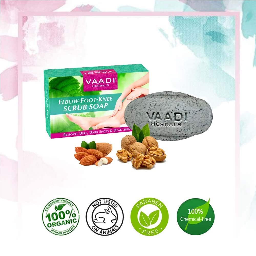 Vaadi Herbals Elbow Foot Knee Scrub Soap with Almond and Walnut Scrub, 75g x 3 – view 5