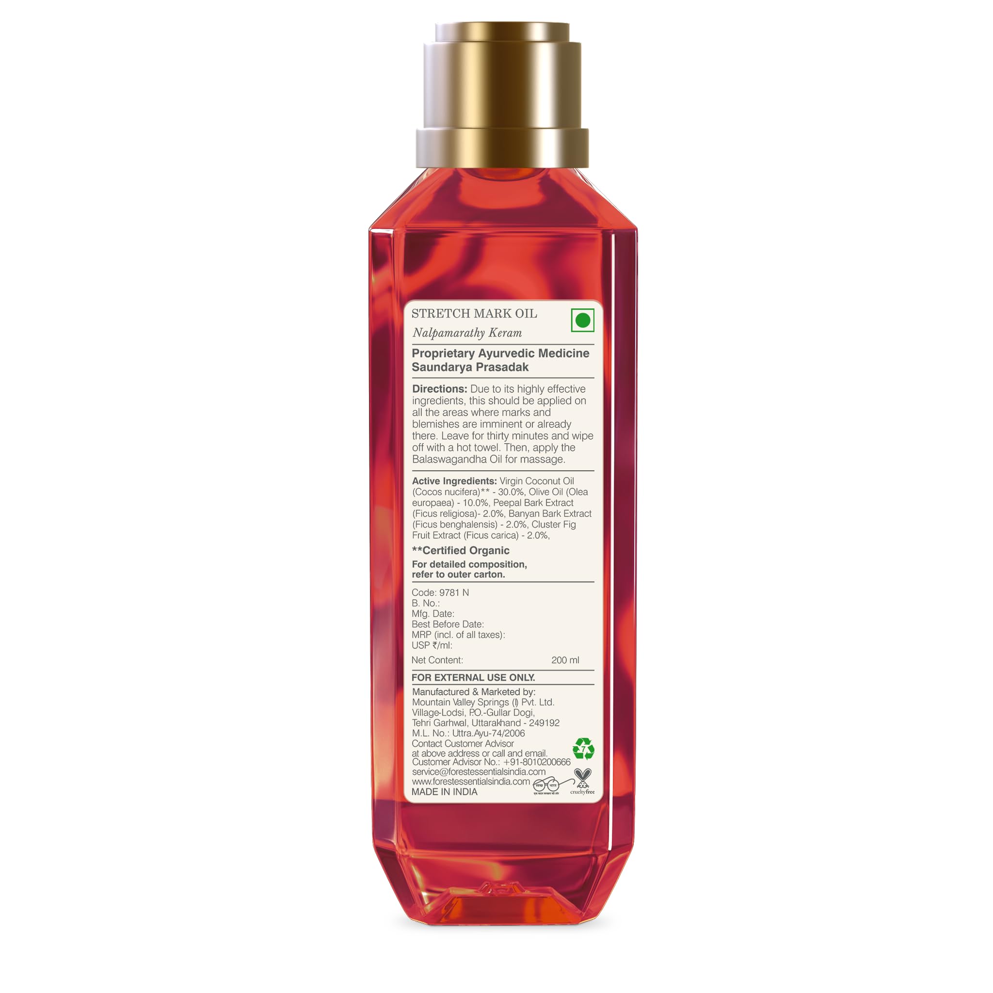 Forest Essentials Mother's Stretch Mark Oil Nalpamarathy Keram – view 4