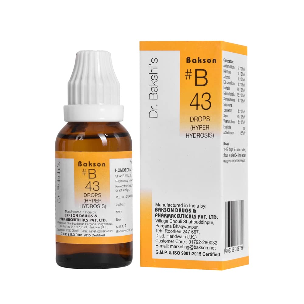 Bakson homeopathic B 43 Hyper Hydrosis Drops 30 ml bottle