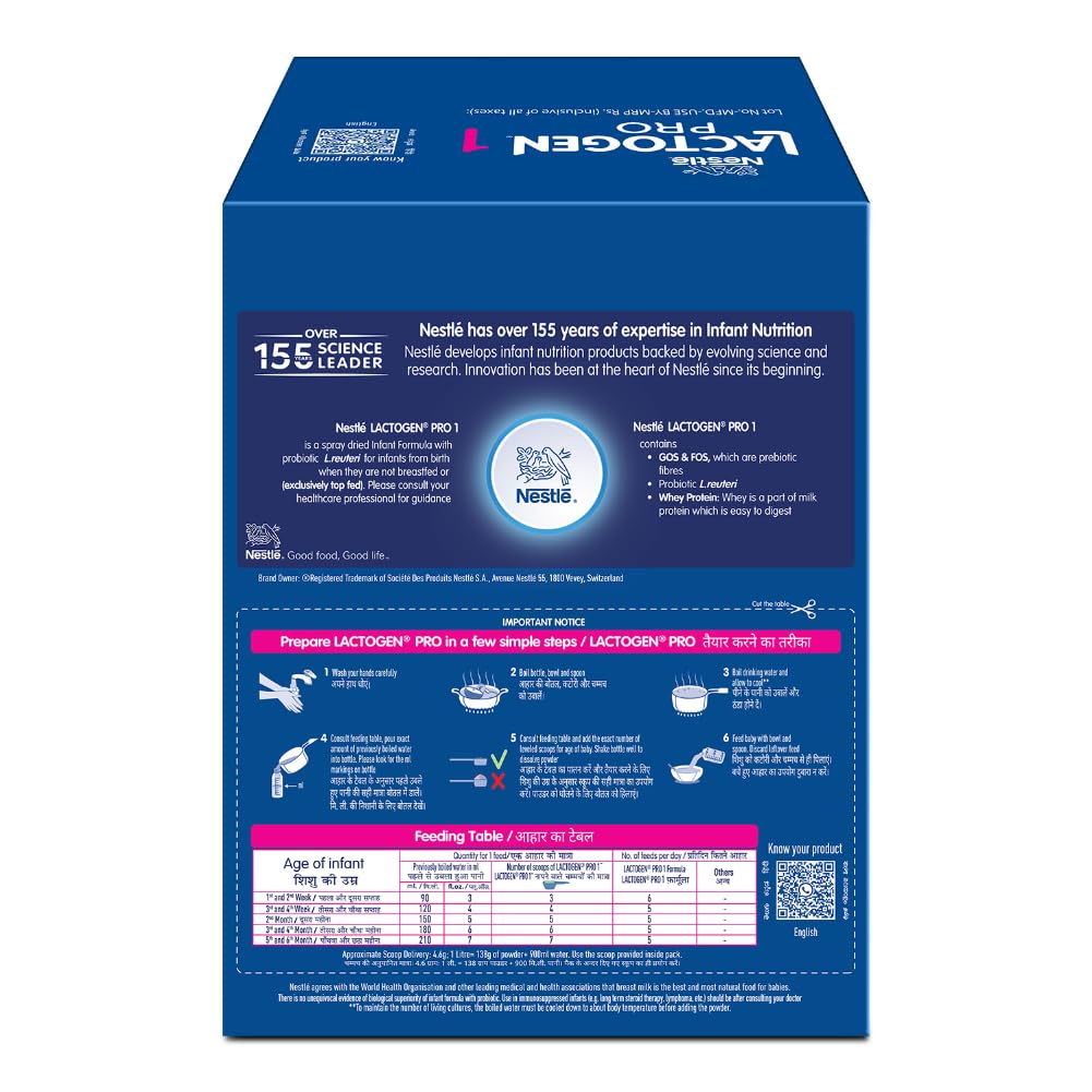 Lactogen Pro 1 Powder, 1.2Kg Pack, 0-6 Months, Infant Formula With Probiotic And Prebiotics – view 2