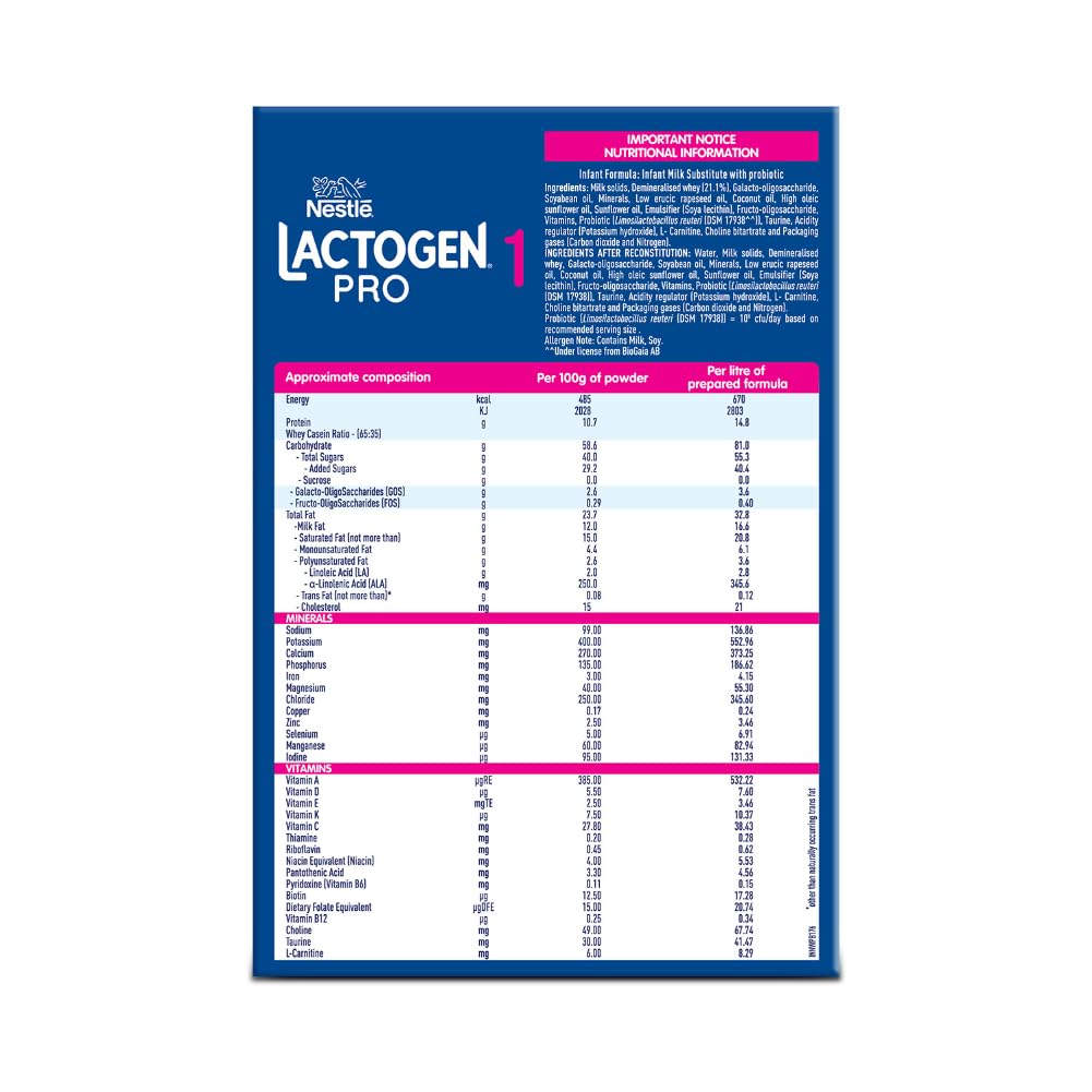 Lactogen Pro 1 Powder, 1.2Kg Pack, 0-6 Months, Infant Formula With Probiotic And Prebiotics – view 4