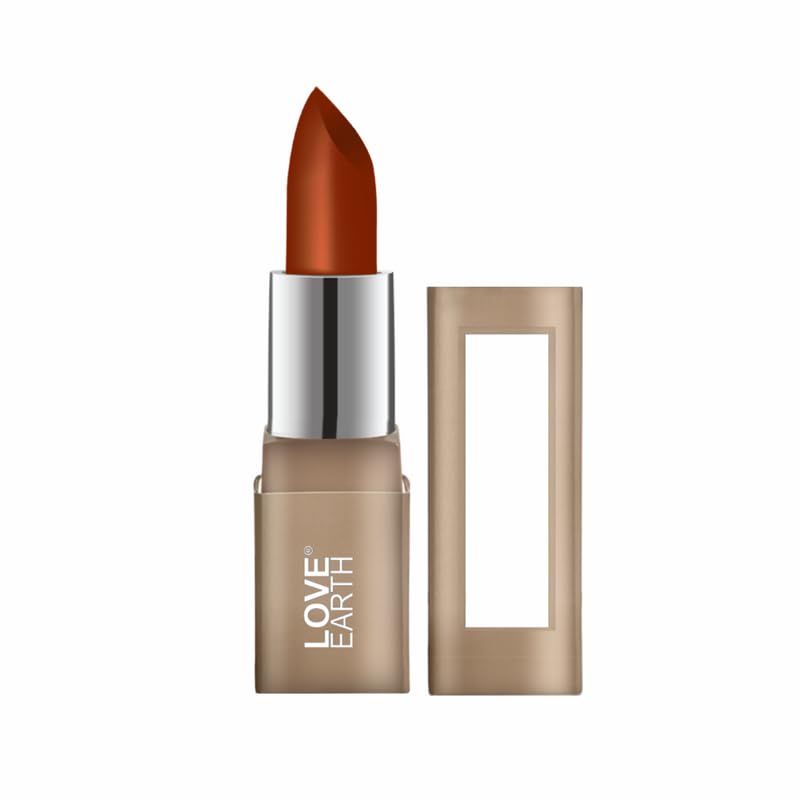 Chocolate Brown Love Earth satin matte lipstick with creamy matte finish