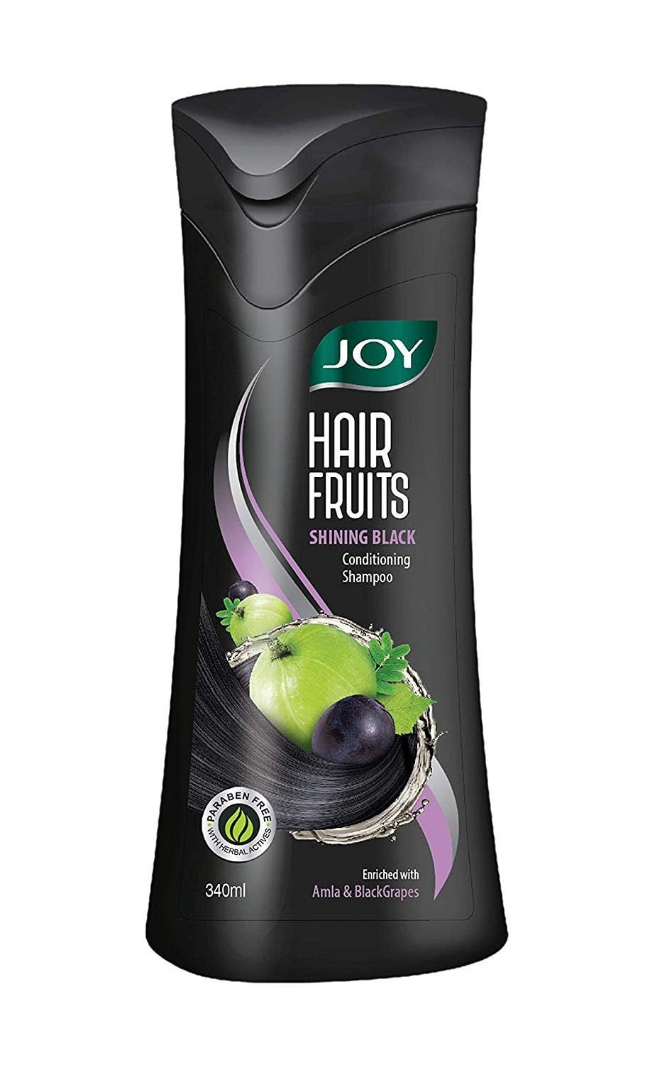Joy conditioning shampoo bottle with amla and black grapes label