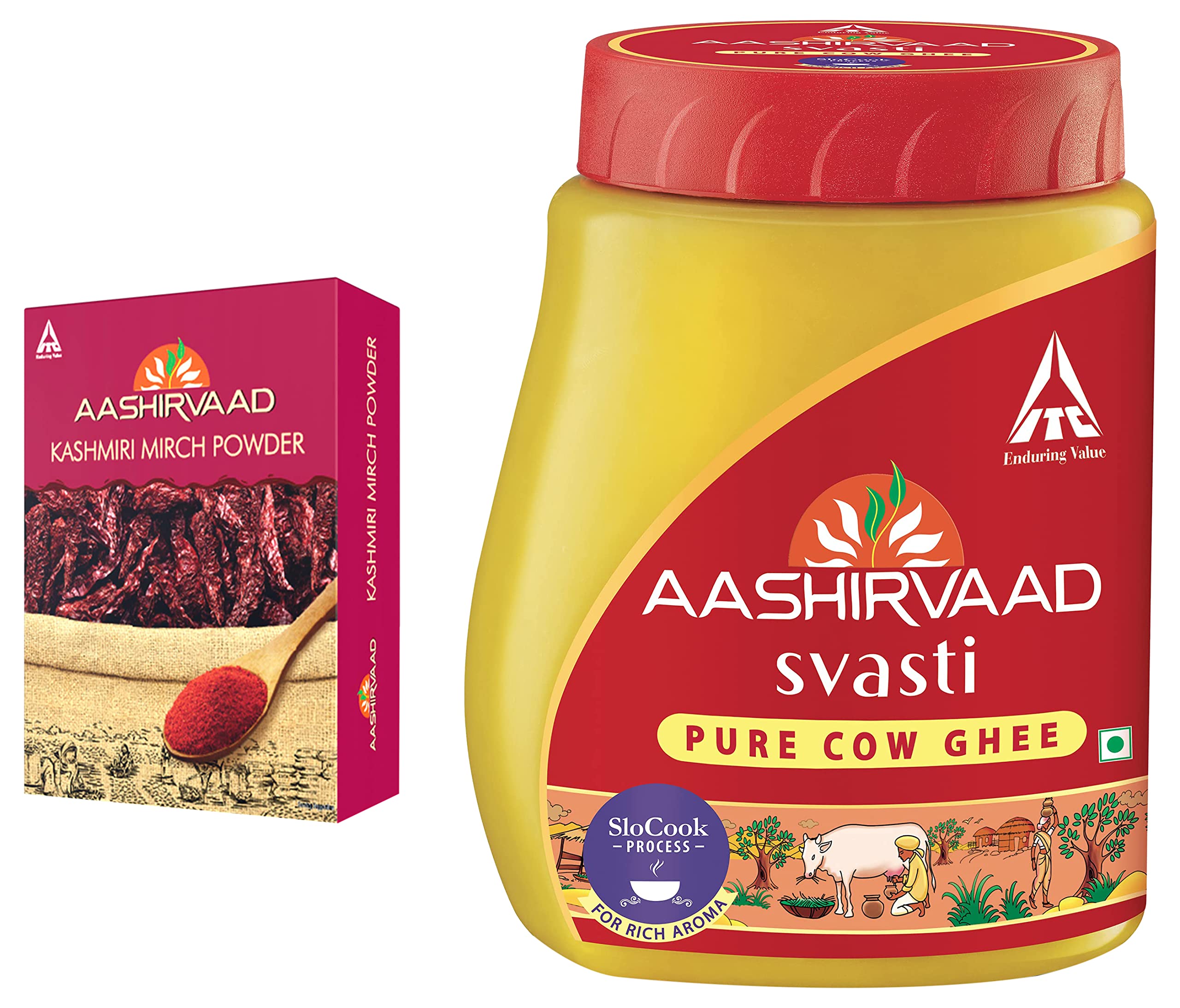 Aashirvaad Kashmiri Mirch - 100g & Aashirvaad Svasti Pure Cow Ghee, 1L PET – view 1