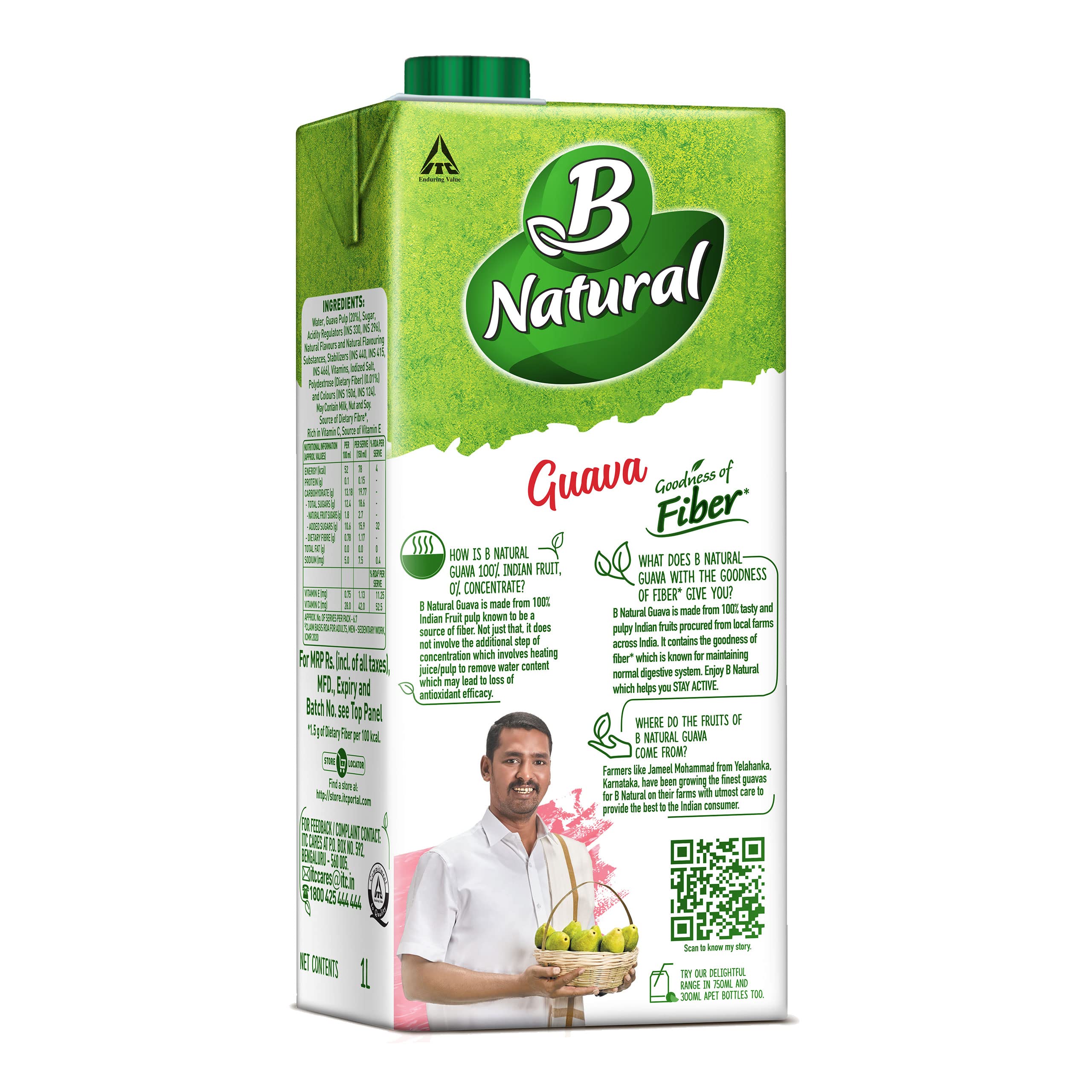 B Natural Guava Juice, Goodness of Fiber, 1 Litre – view 2