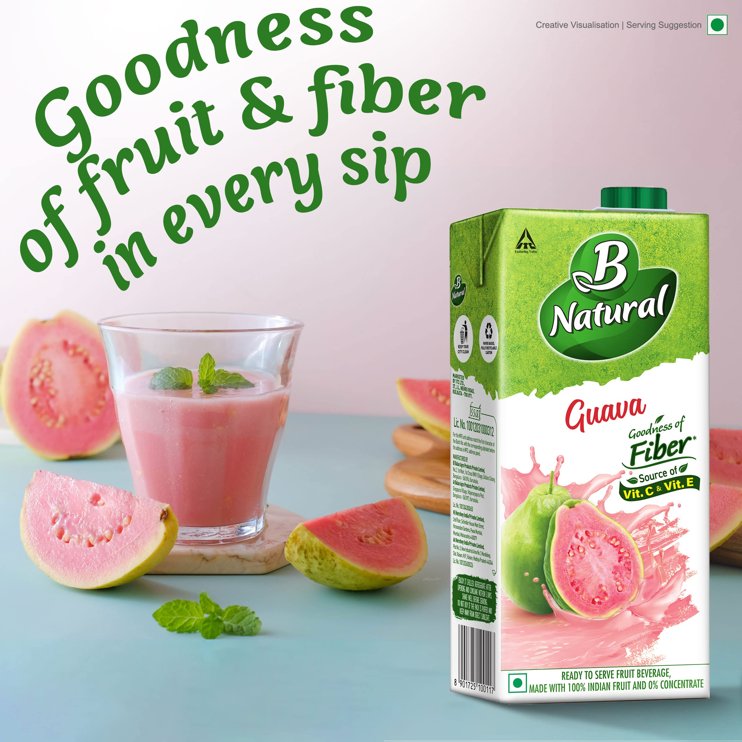 B Natural Guava Juice, Goodness of Fiber, 1 Litre – view 5