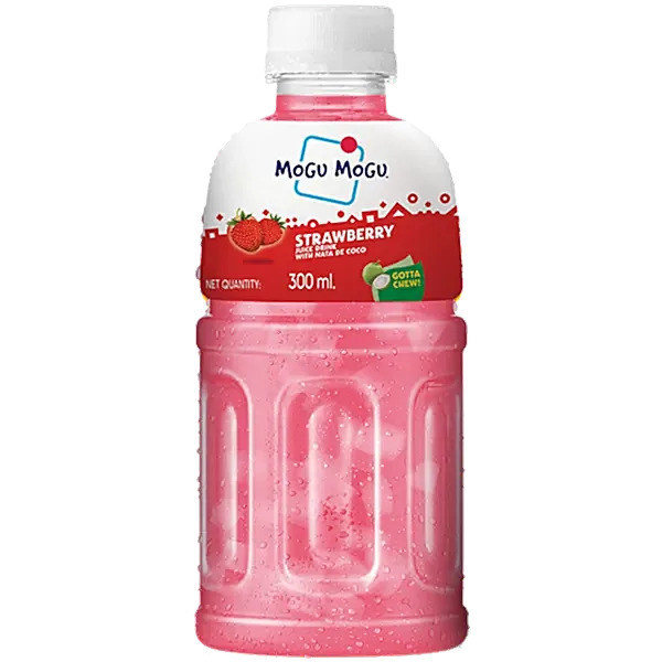 Pack of six Mogu Mogu strawberry sip and chew bottles