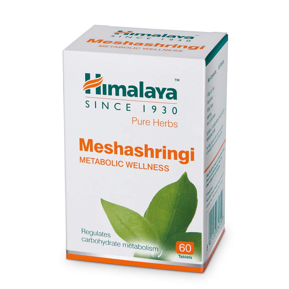 Bottle of Himalaya Meshashringi tablets for metabolic wellness support