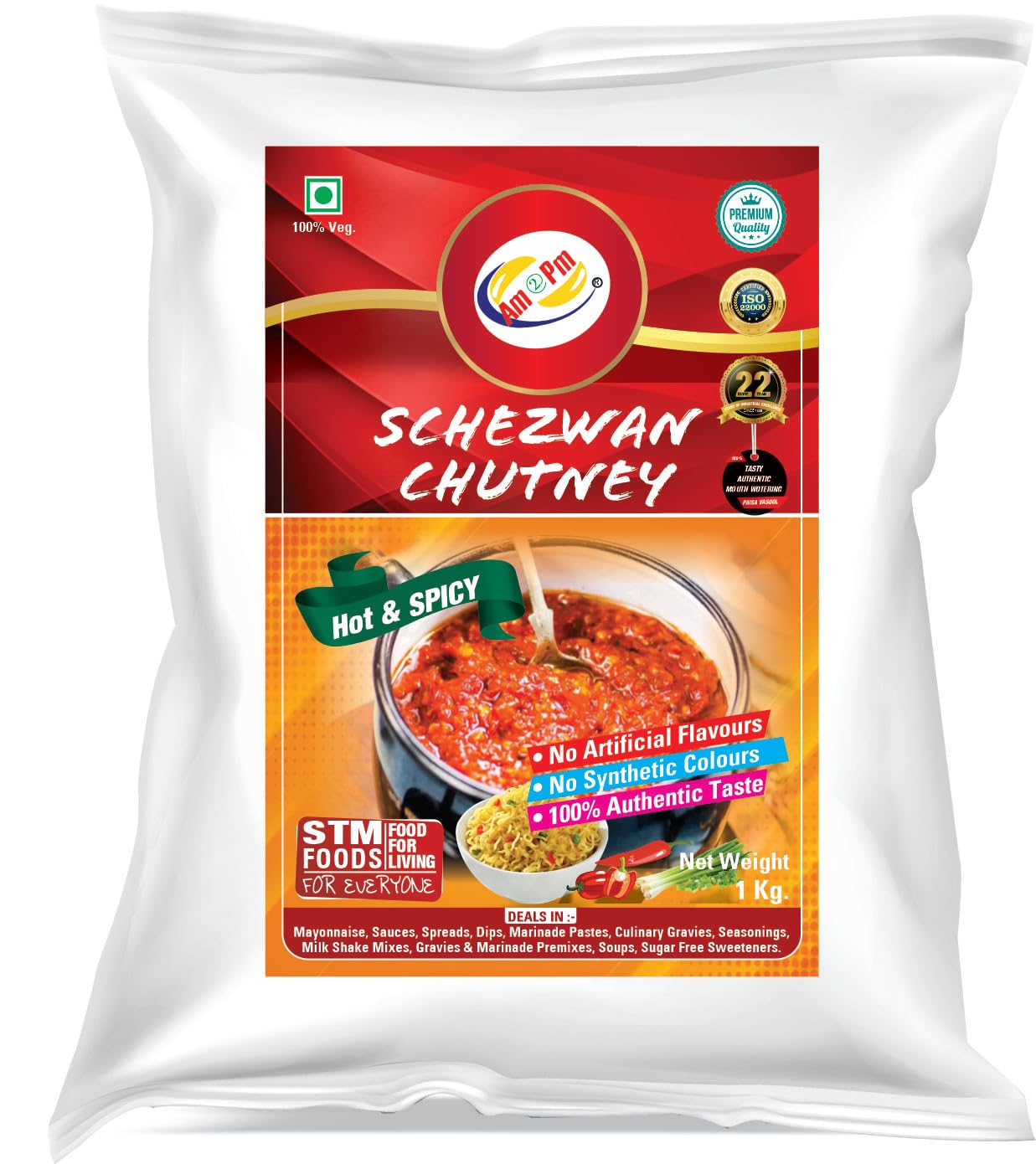 Am 2 Pm Schezwan chutney sauce red 1 kg pouch