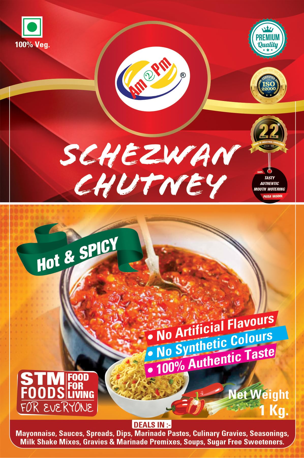 Am 2 Pm - Schezwan Chutney Fresh Ingredients Spicy Chinese Stir-Fry Schezwan Sauce Dipping Sauce - 1Kg – view 2