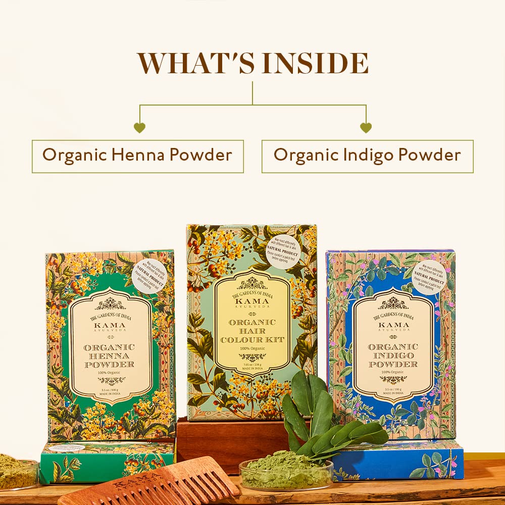 Kama Ayurveda Organic Hair Color Kit, Hair Color, Henna Powder and Indigo Powder, 200g - Multicolor (Pack of 1 each) – view 2