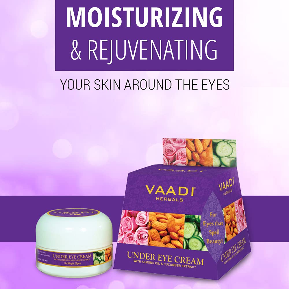 Vaadi Herbals Under Eye Cream, Almond Oil and Cucumber Extract, 30g x 3 – view 3