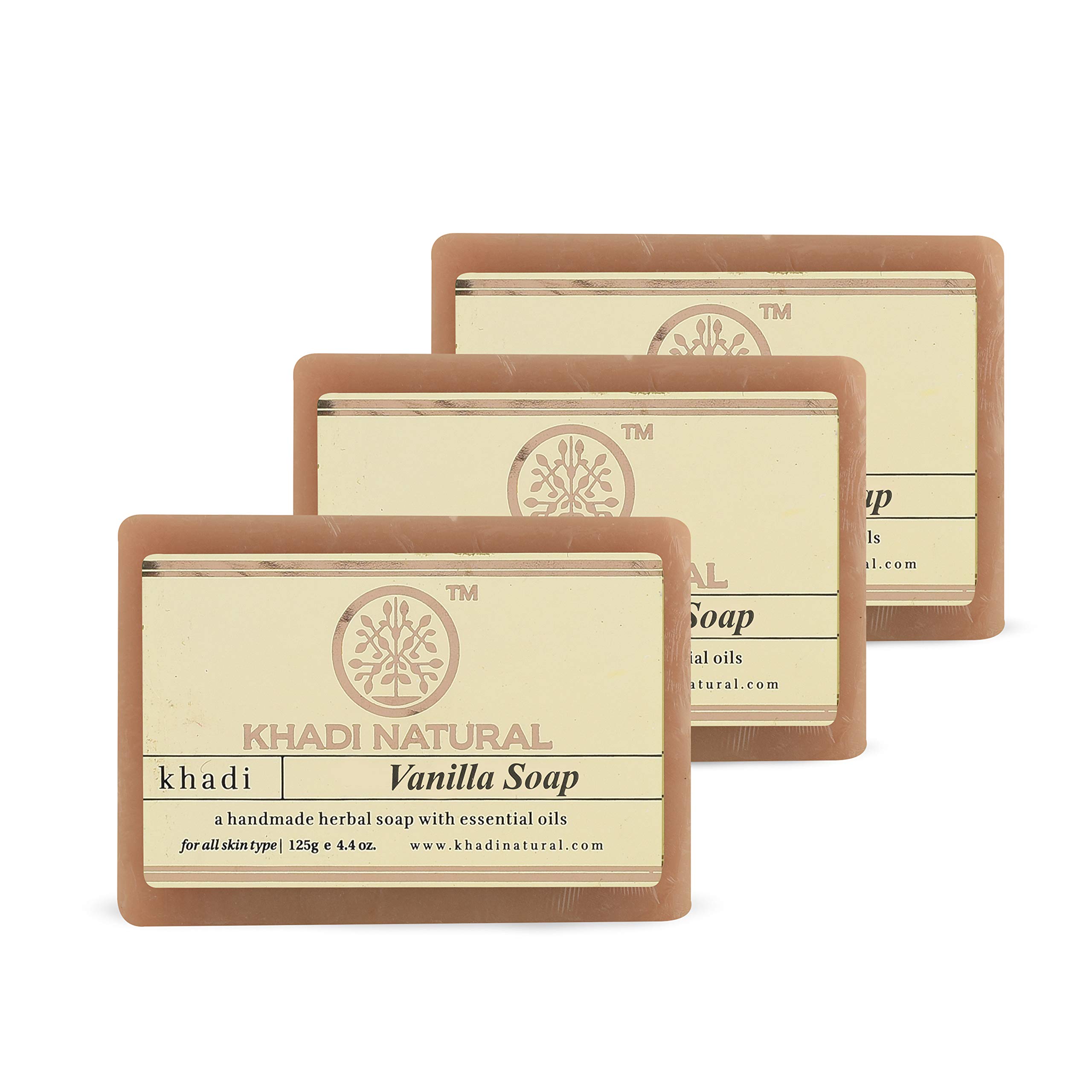 Khadi Natural vanilla soap bar set with three bars