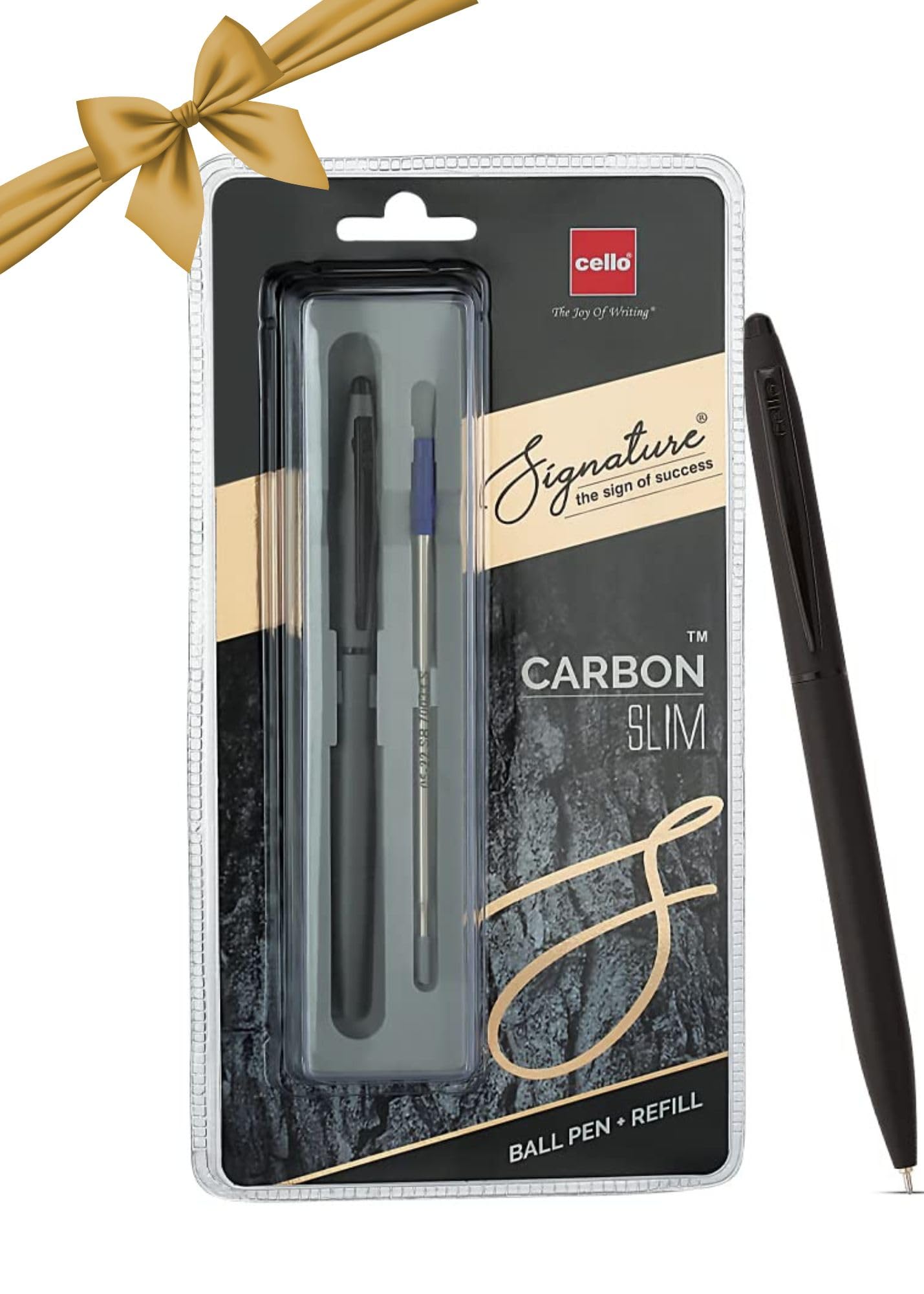 Matte black Cello Signature Carbon Slim pen and blue refill
