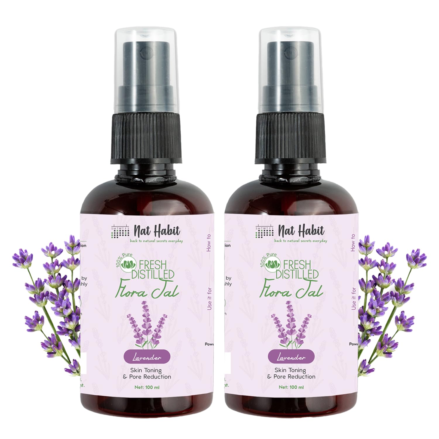 Two Nat Habit lavender water spray bottles for toner use