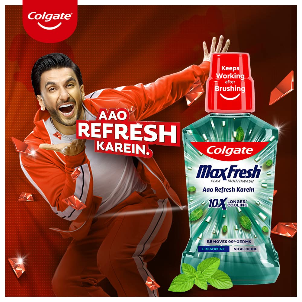 Colgate Maxfresh Plax Antibacterial Mouthwash, 24/7 Fresh Breath - Freshmint, 750ml (250ml x 3) (Pack of 3) – view 2
