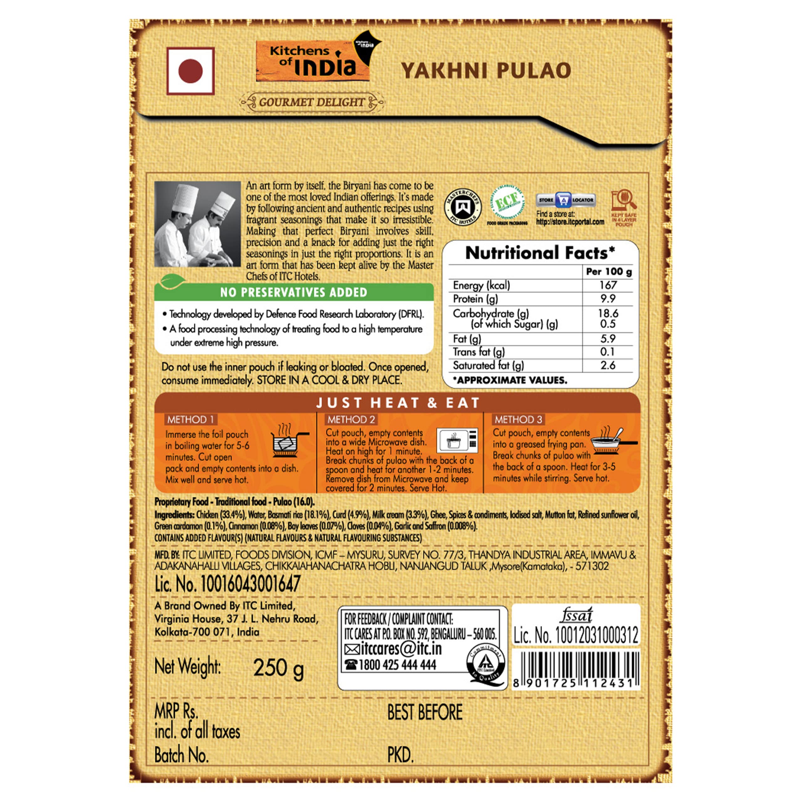 Kitchens of India Yakhni Pulao, ITC Ready to Eat Indian Dish, Just Heat and Eat, 250g – view 2