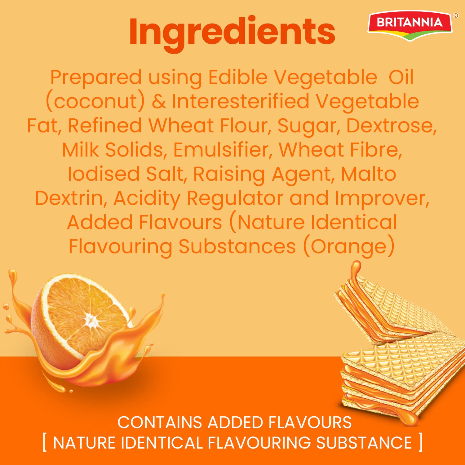 Britannia Treat Crème Wafers - Orange Flavoured Wafer Biscuit – view 3