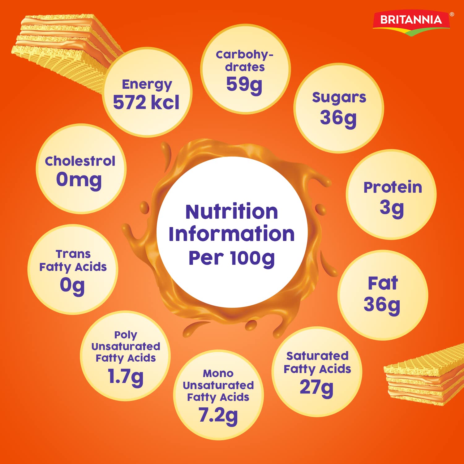 Britannia Treat Crème Wafers - Orange Flavoured Wafer Biscuit – view 4
