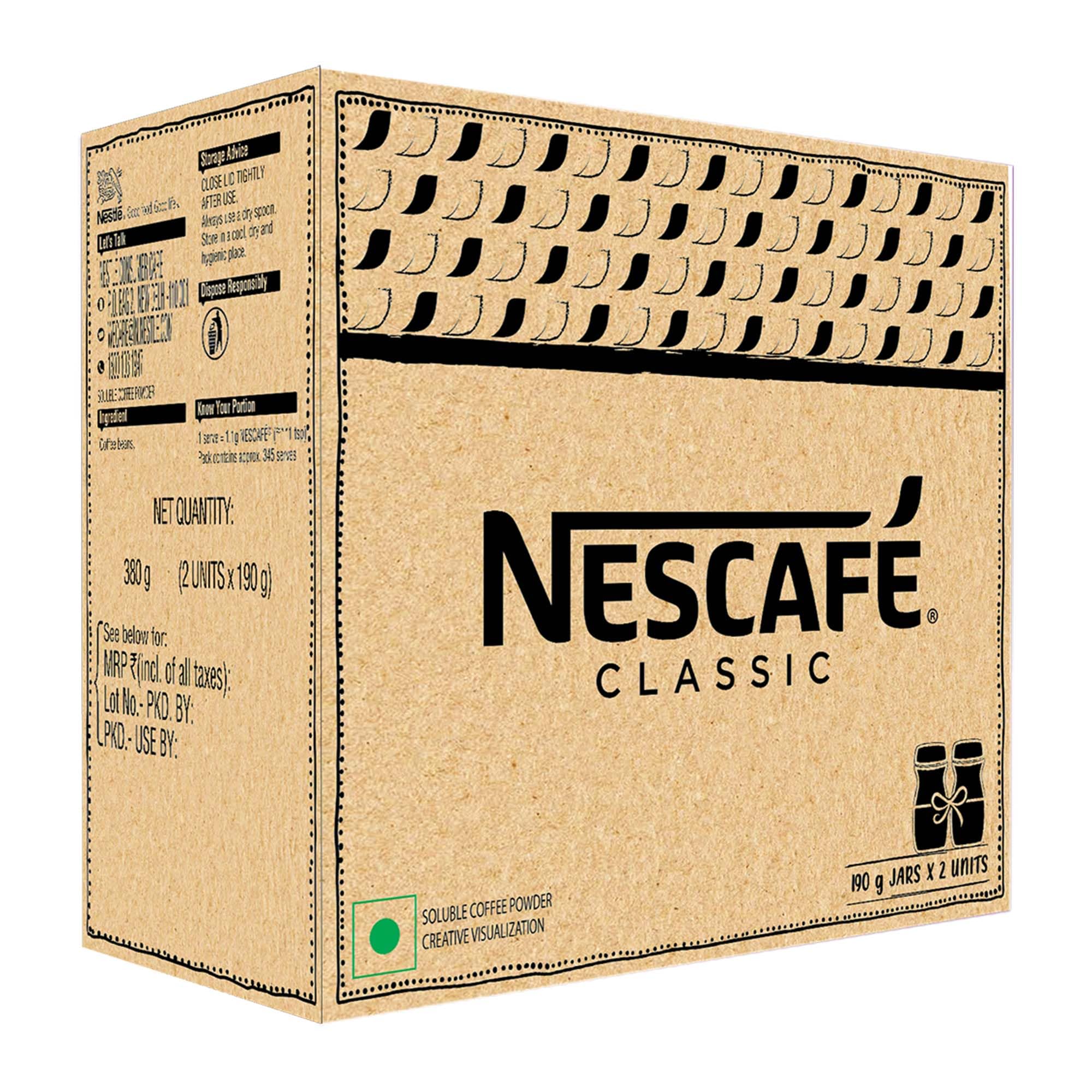 NESCAFE Classic Instant Coffee Powder, 380g (2 units x 190g jar) – view 2