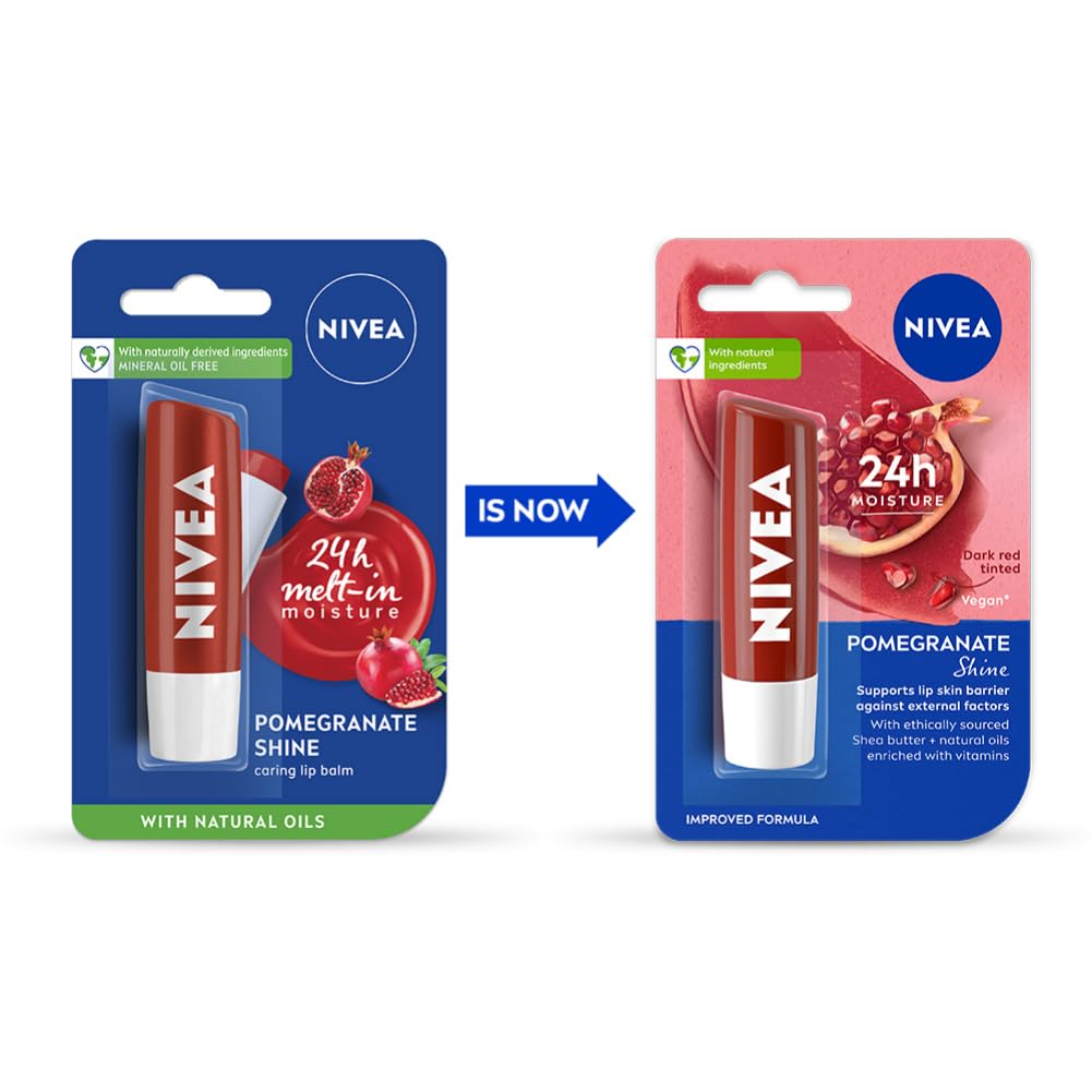 NIVEA Shine Caring Lip Balm, Pomegranate, 4.8g – view 2