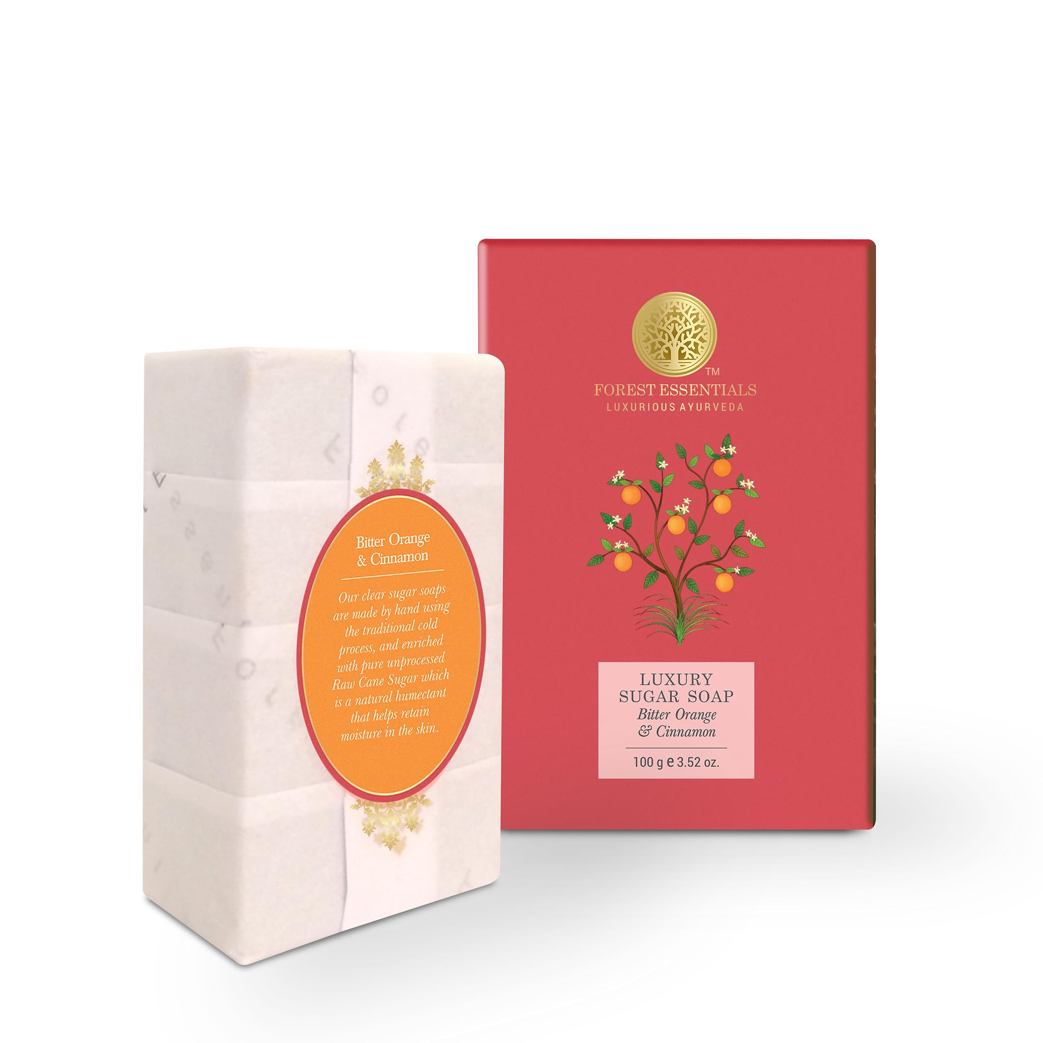 Forest Essentials Luxury Sugar Soap Bitter Orange & Cinnamon Ayurvedic & Forest Essentials Delicate Facial Cleanser Kashmiri Saffron & Neem Combo – view 3