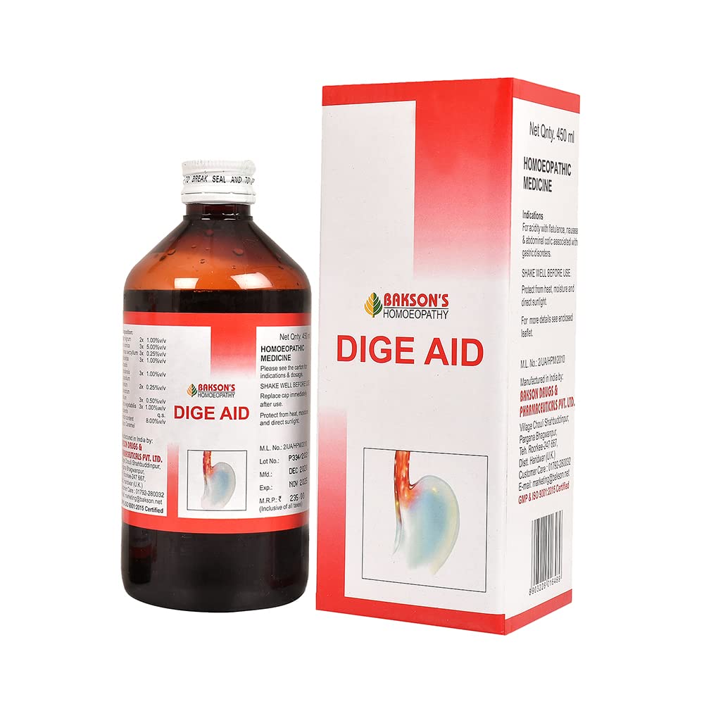 Bakson's homeopathic Dige Aid Syrup bottle 450 ml