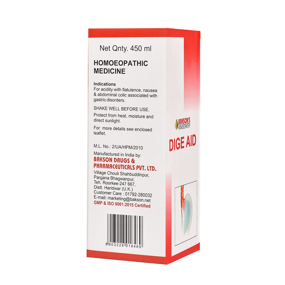 Dr. Bakshi's BAKSON'S HOMOEOPATHY Dige Aid Syrup (450ml) – view 3