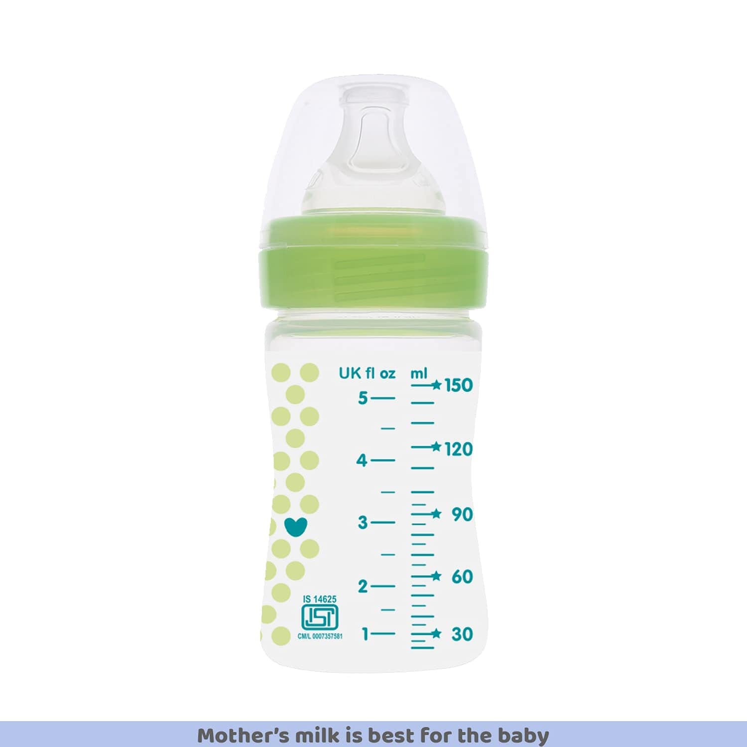Chicco Well-Being 150 ml Feeding Plastic Bottle, Advanced Anti-Colic System, BPA Free, Hygienic Silicone Teat (Green) – view 3