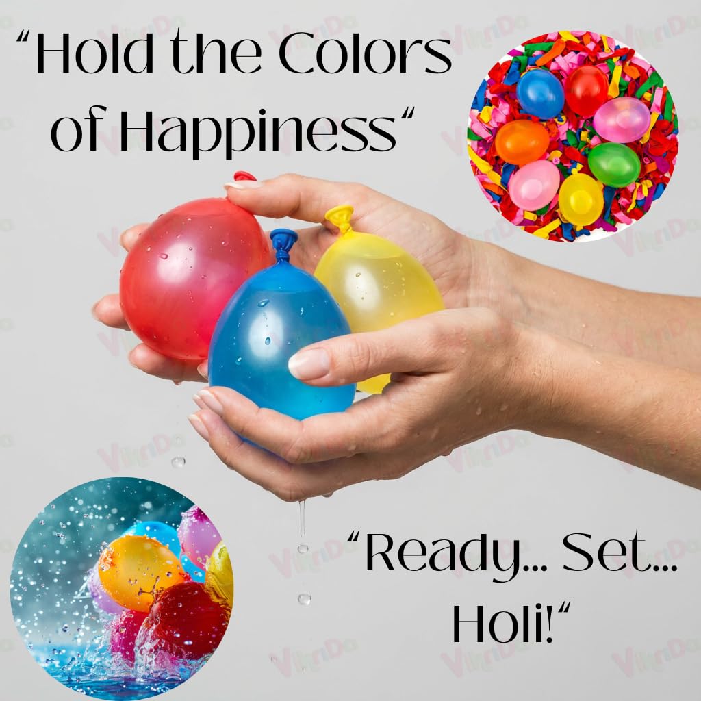 Fill And Tie Magic Water Balloons For Holi - Non Toxic Holi Water Balloons Multicolor, 500 Pcs Magic Balloons. – view 3