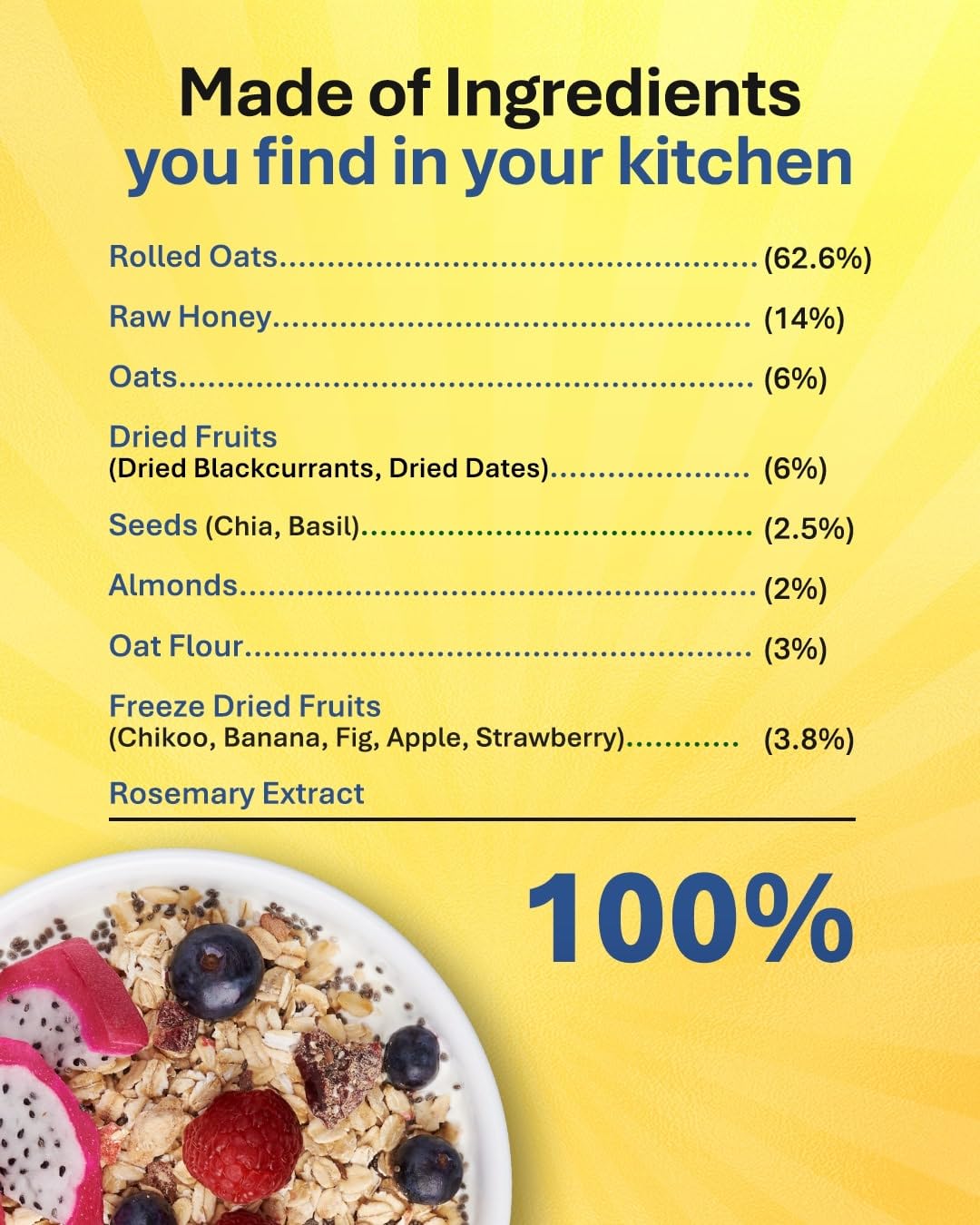 True Elements Whole Oatmeal 1kg - Overnight Oats – view 2