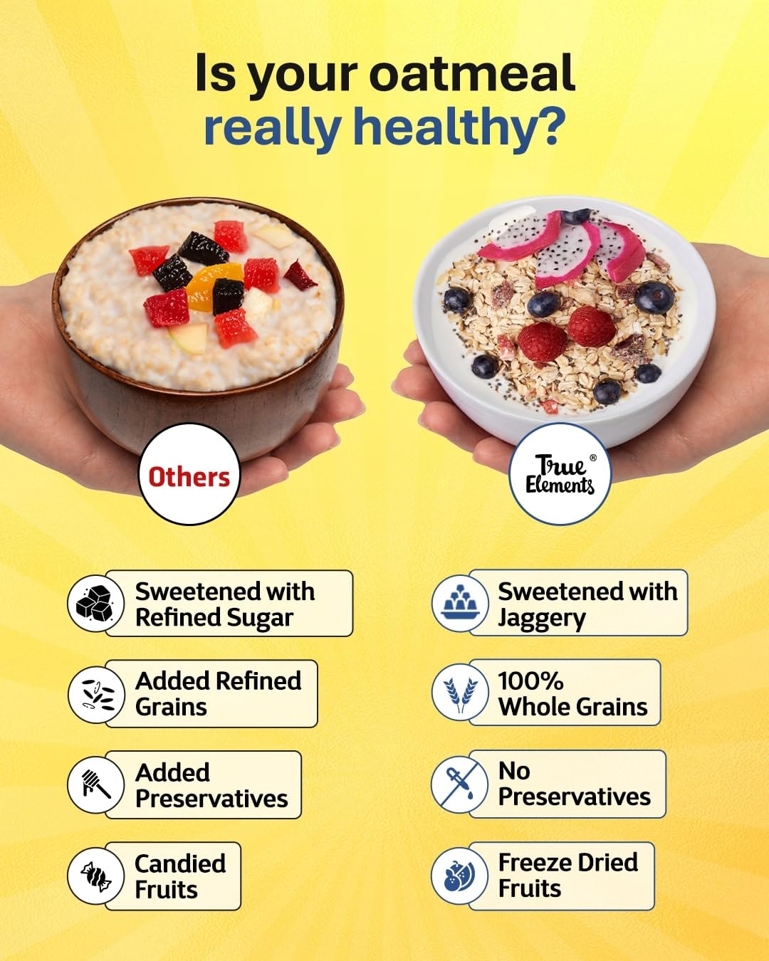 True Elements Whole Oatmeal 1kg - Overnight Oats – view 5