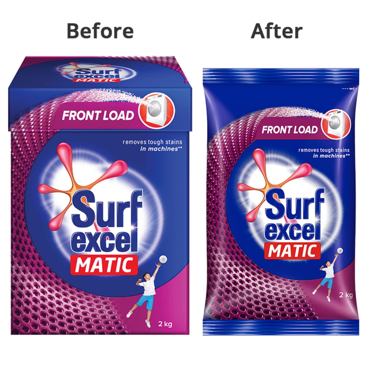 Surf Excel Matic Front-Load Detergent Powder 2 Kg Removes Tough Stains Surf Excel Front-Load Washing Powder - For Front-Load Washing Machines, 1 Count – view 5