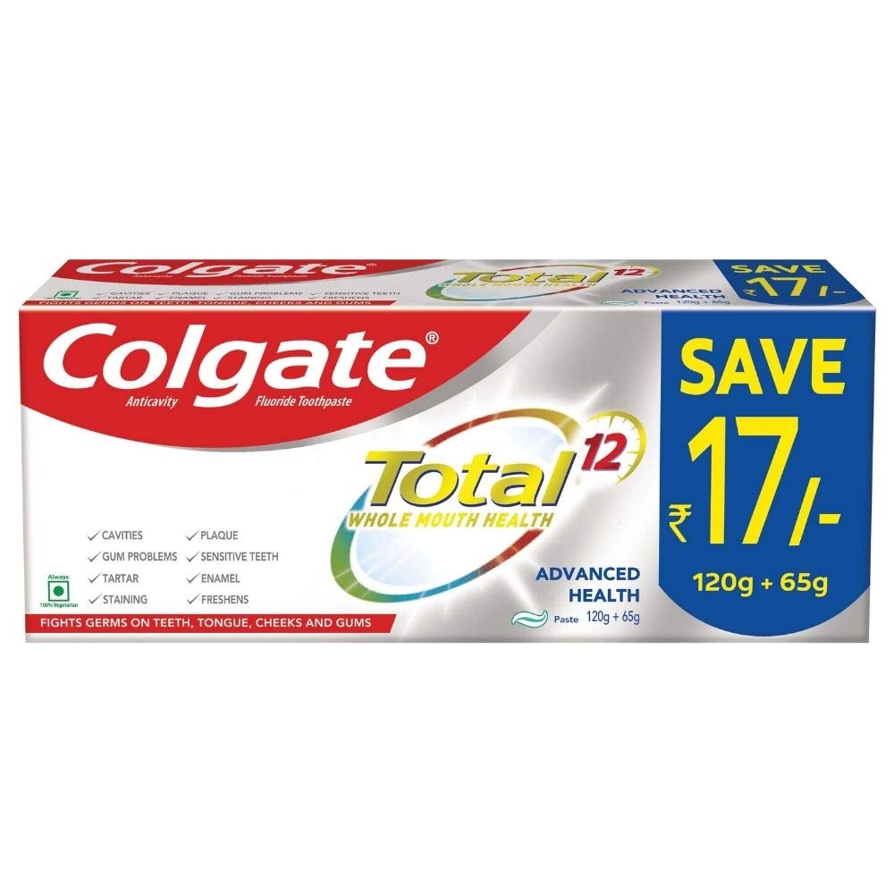 Colgate antibacterial toothpaste tube for whole mouth health in 185g pack