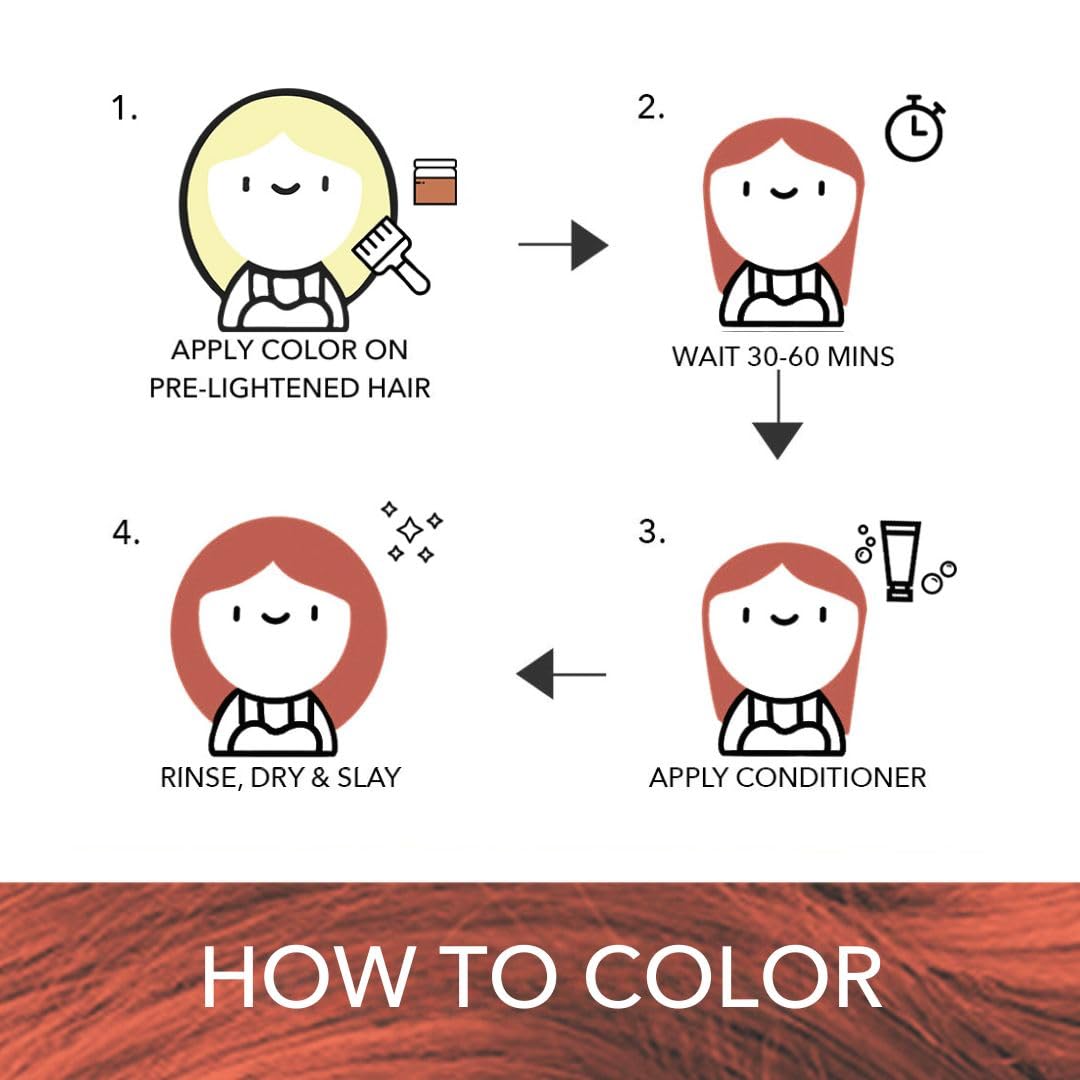 Paradyes Semi-permanent Ginger Copper DIY Conditioner Based Hair Colour 120 gm and Lighten Up! Bleach Pack 30 Vol. for all Hair Types – view 5