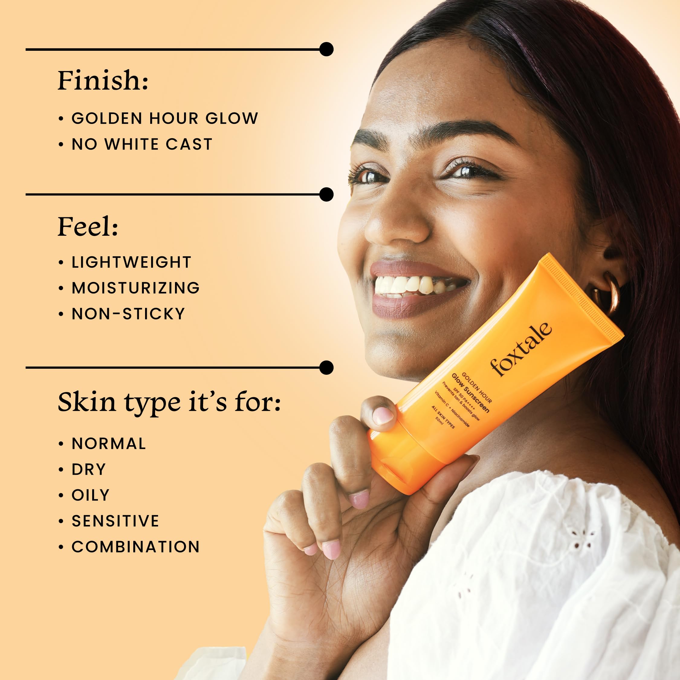 Foxtale Glow Sunscreen SPF 50 PA++++ Lightweight with Vitamin C and Niacinamide – view 5