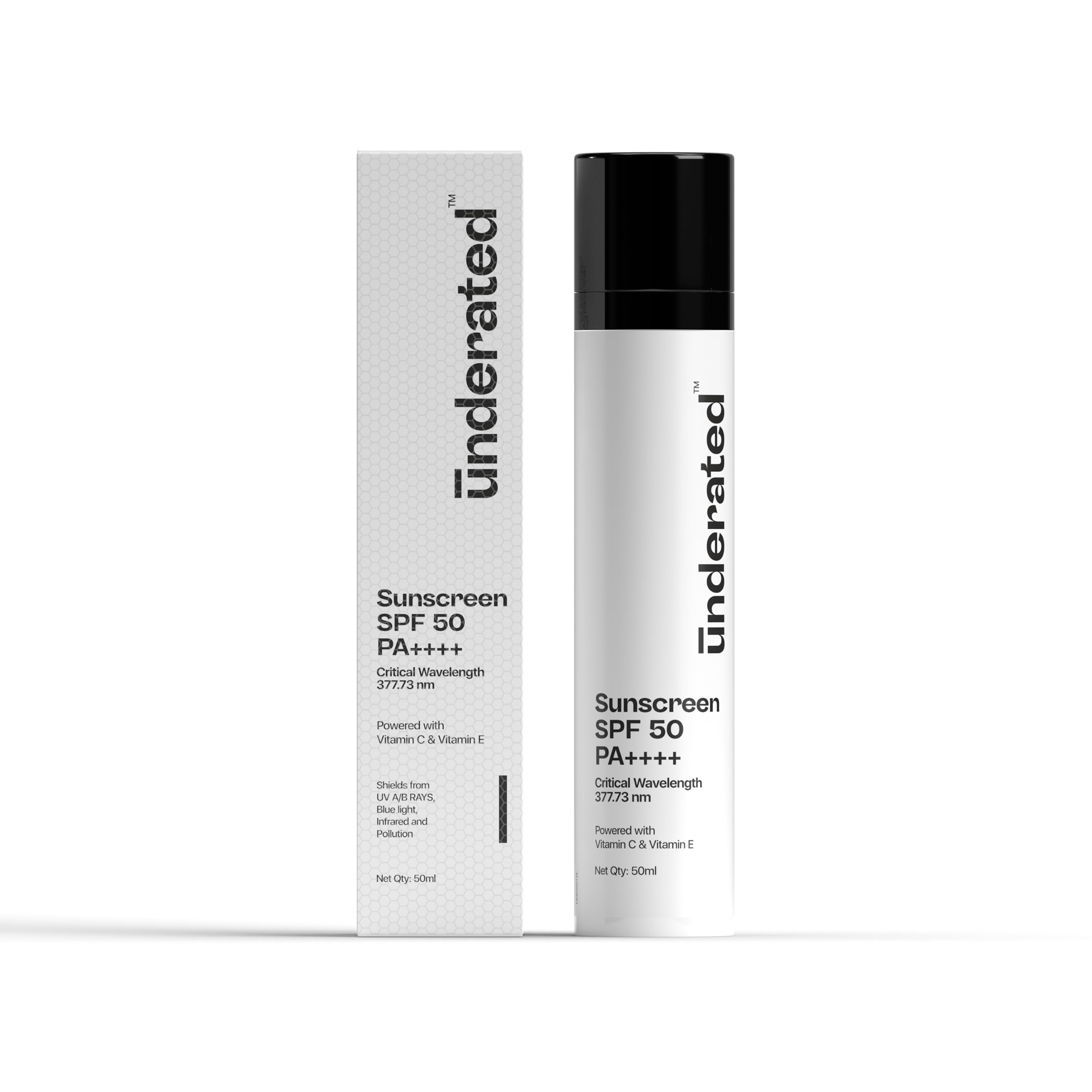 Underated lightweight sunscreen SPF 50 PA++++ cream tube, 50g